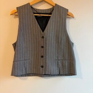 Zara Gray Herringbone Patterned Vest